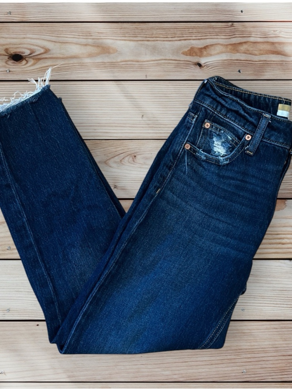 Maurices Cheeky Taper Ankle Dark Blue Womens Denim Jeans High Rise Original Fit